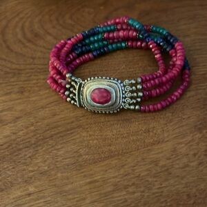 Multicolor Gemstone Bracelet with Silver Accents
